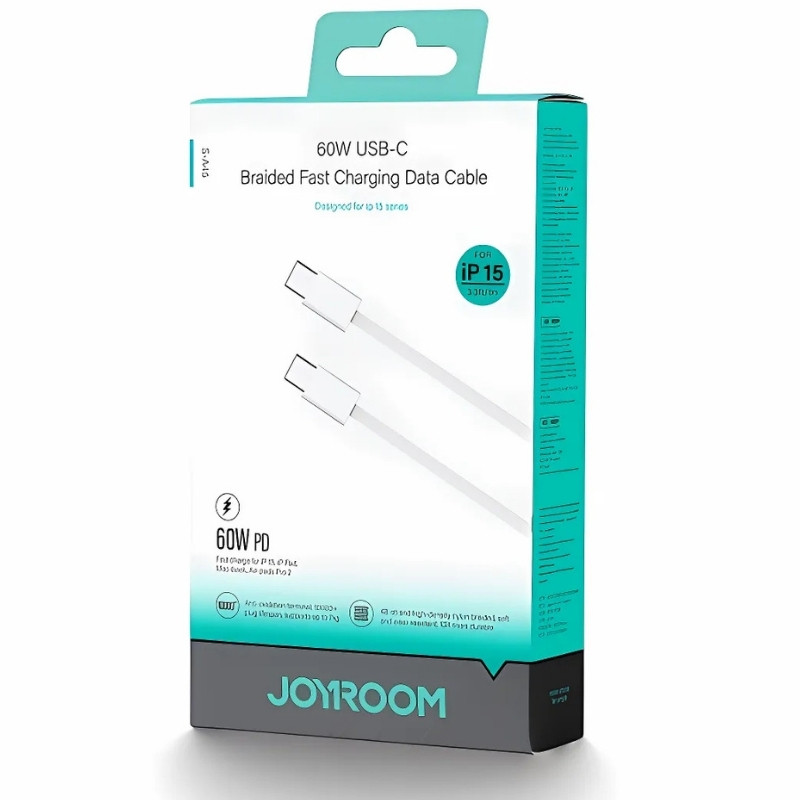 Joyroom Cabo trançado Ben Series 60 W USB‑C para USB‑C 1 m (Branco) - Item1